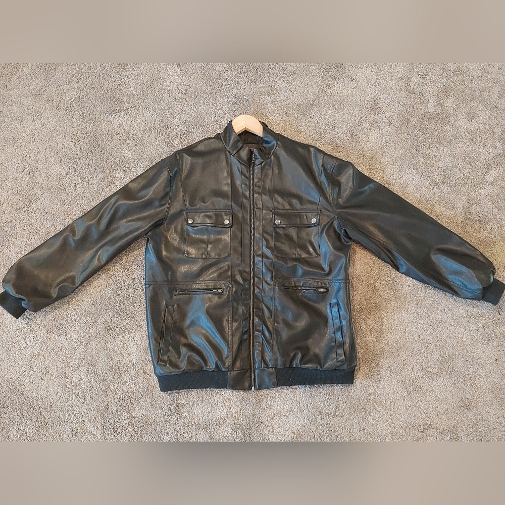 Ministry of Fashion Men's Sleek Black Faux Leather Jacket XXL